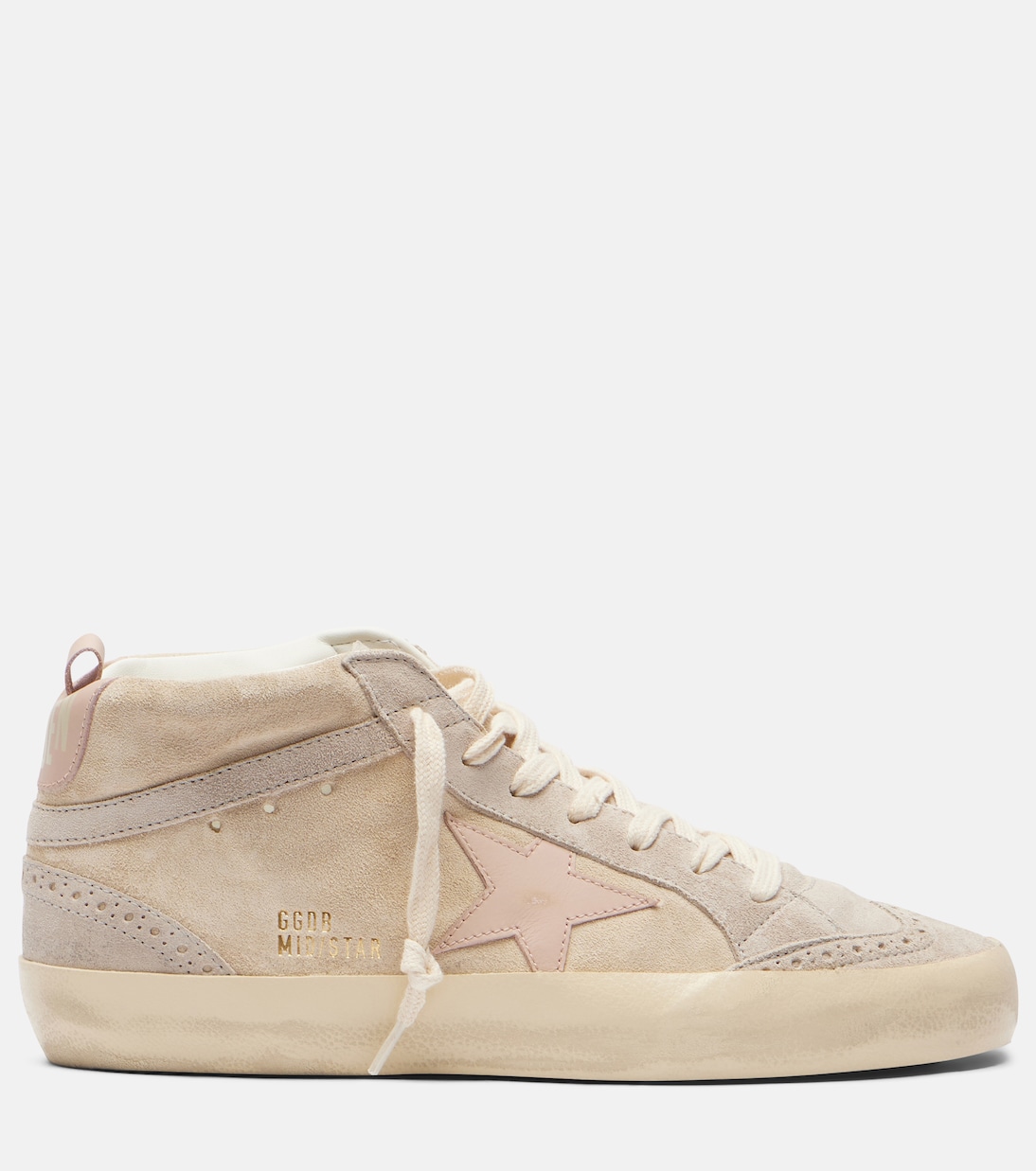 Кроссовки Mid Star на высокой подошве из замши Golden Goose, Beige/Grey/Rose Dust — фото 4
