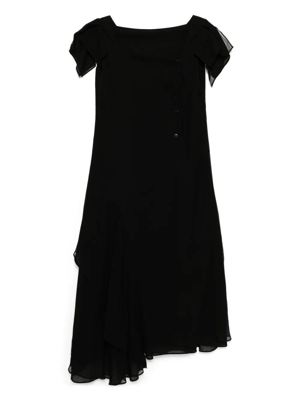 

Платье с квадратным вырезом и драпировкой Yohji Yamamoto, черный