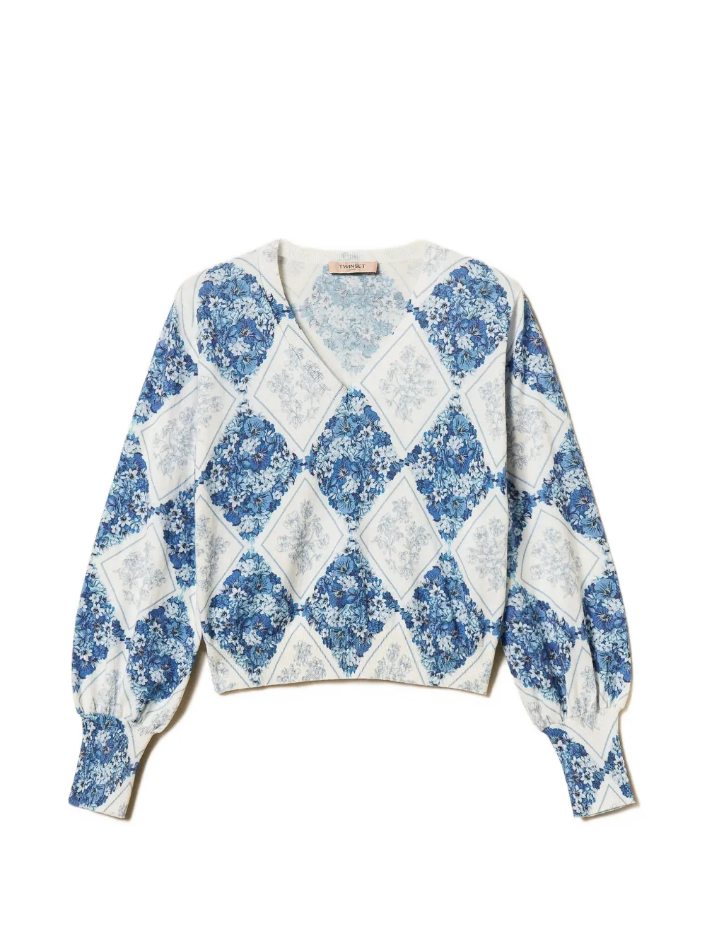 

Топ с цветочным узором в виде ромбов Twinset, синий