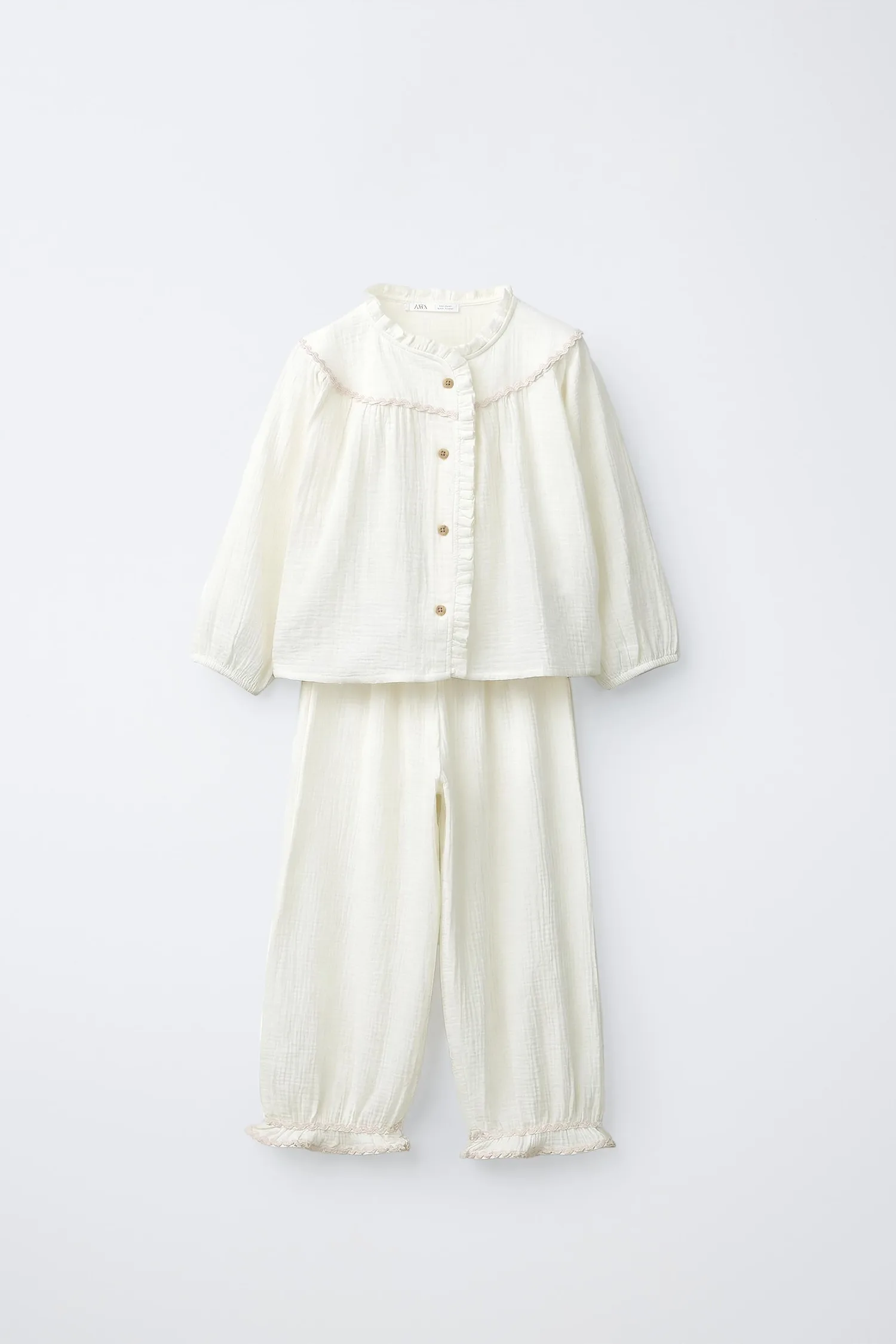 Пижама с контрастной волнистой текстурой, 2-6 лет Zara, экрю