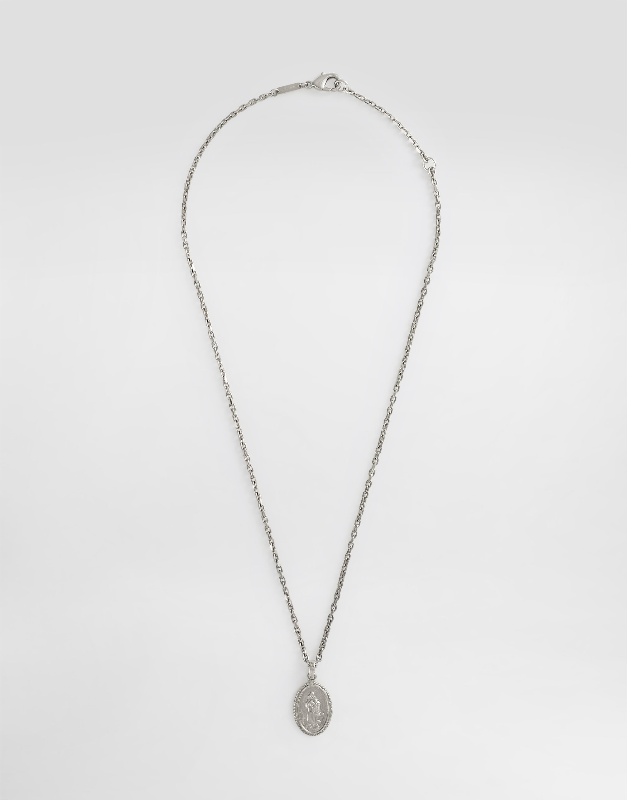 

Металлическое ожерелье с гравированным медальоном Dolce & Gabbana, серебряный