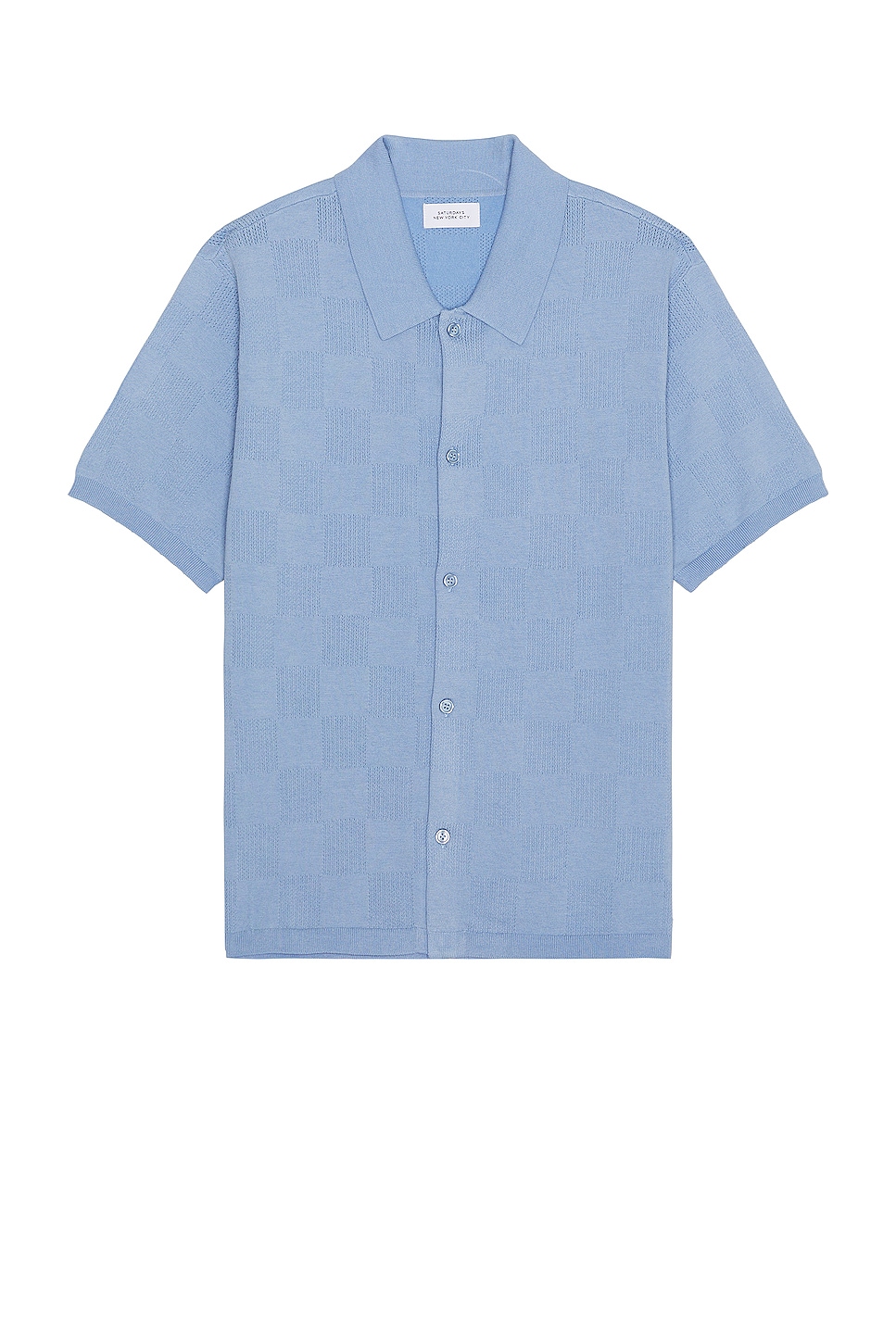 

Рубашка Saturdays Nyc Kenneth Checkerboard Knit Short Sleeve, цвет Forever Blue