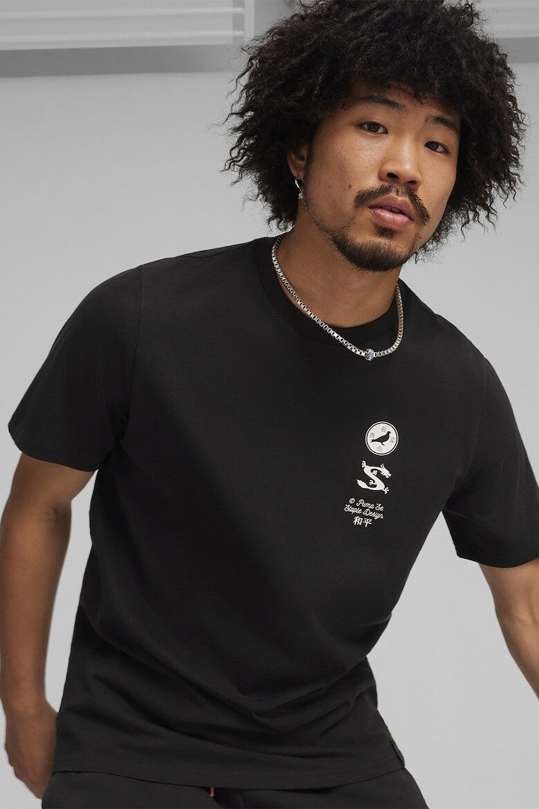 

Хлопковая футболка с фигурным принтом Puma, желтый