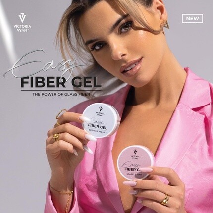 Сверкающий УФ/LED строительный гель Easy Fiber Gel для маникюра с блестками молочный 50 мл Victoria Vynn — фото 3