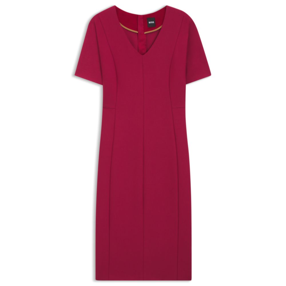 

V-образное платье из стрейч-ткани BOSS, темно-красный