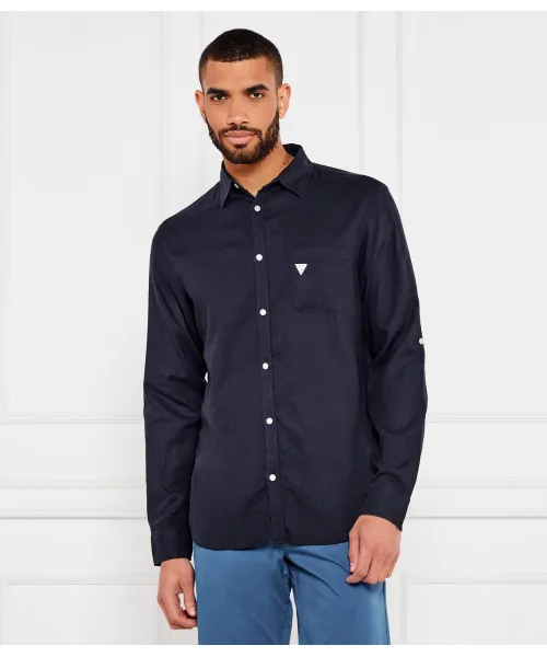 

Льняная рубашка Regular fit Guess Underwear, синий