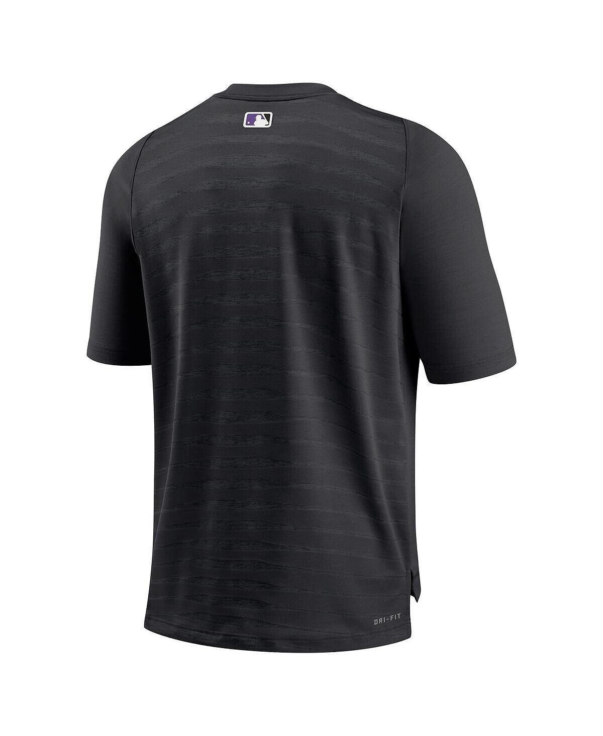 Мужская черная футболка Colorado Rockies Authentic Collection Pregame Raglan Performance с v-образным вырезом Nike — фото 3