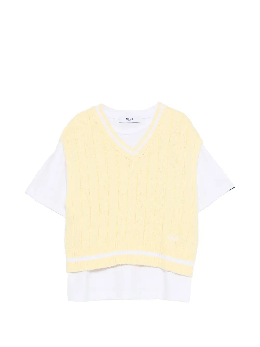 Многослойная футболка крупной вязки Msgm Kids, белый