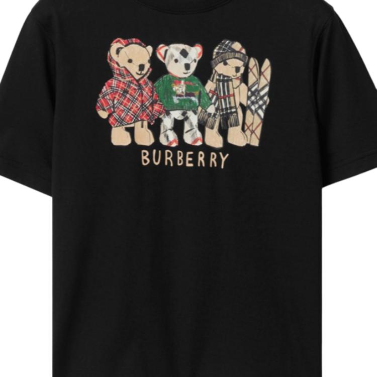 Детская футболка с круглым вырезом, средней толщины Burberry, черный — фото 4