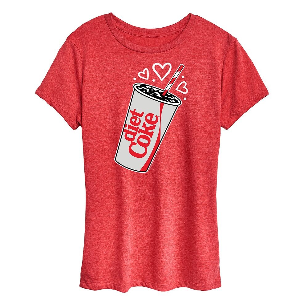 

Женская футболка с рисунком «Coke Heart Bubbles» Licensed Character, цвет Heather Red