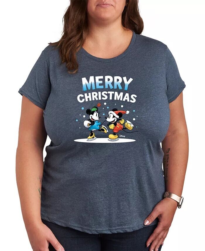 

Плюс размер Футболка с рисунком Disney Merry Christmas Hybrid Apparel, синий