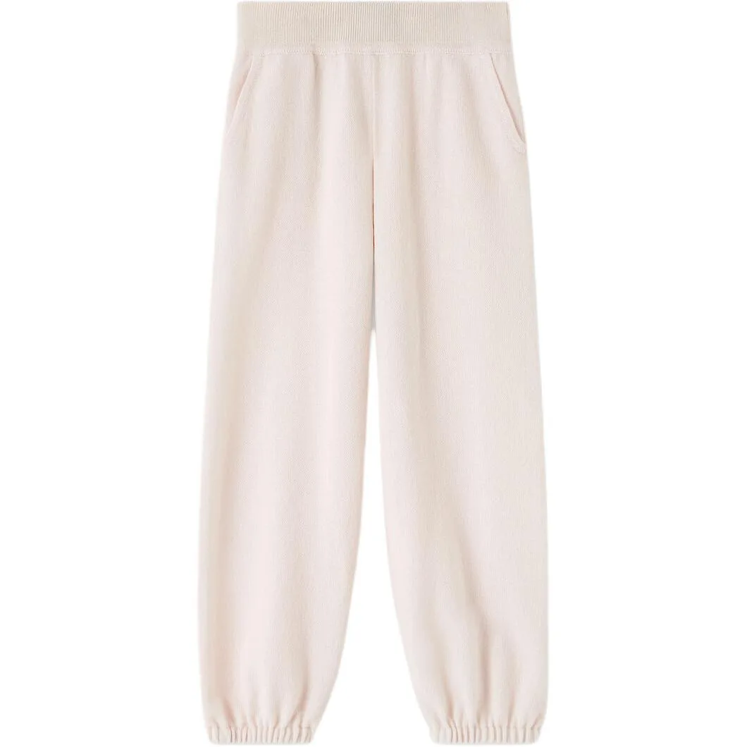 Детские вязаные спортивные штаны SS26 Loro Piana, Light Rose