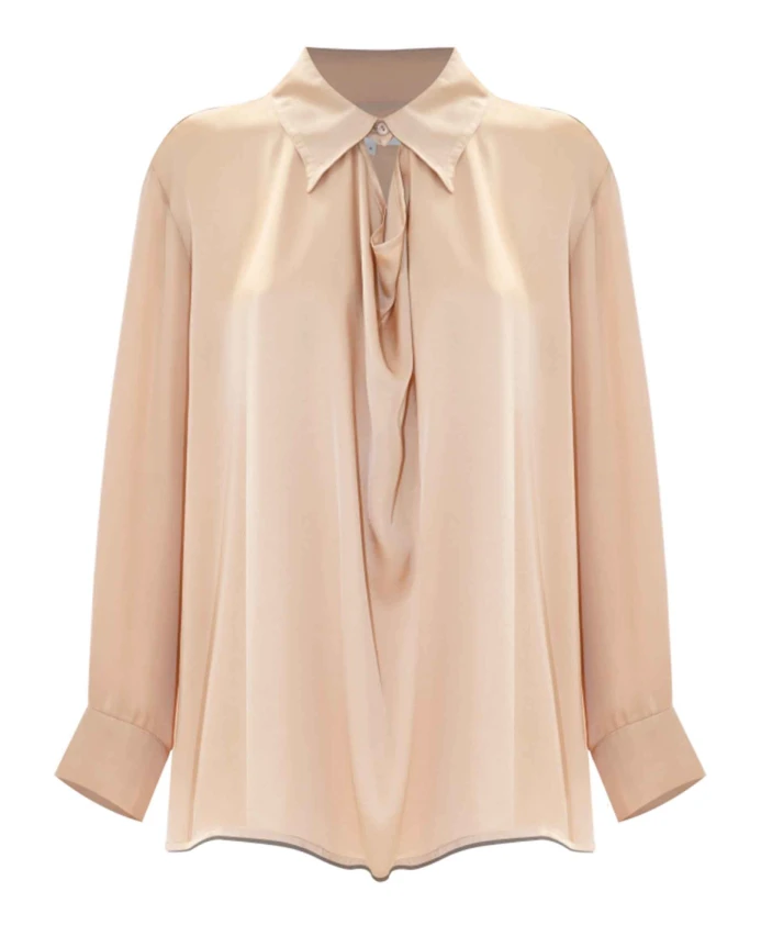 

Стильная блузка с воротником и волнистым подолом. Kocca, коричневый