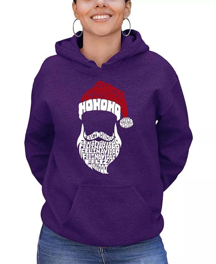 

Женская толстовка с капюшоном Feliz Navidad Santa Claus Word Art LA Pop Art, фиолетовый