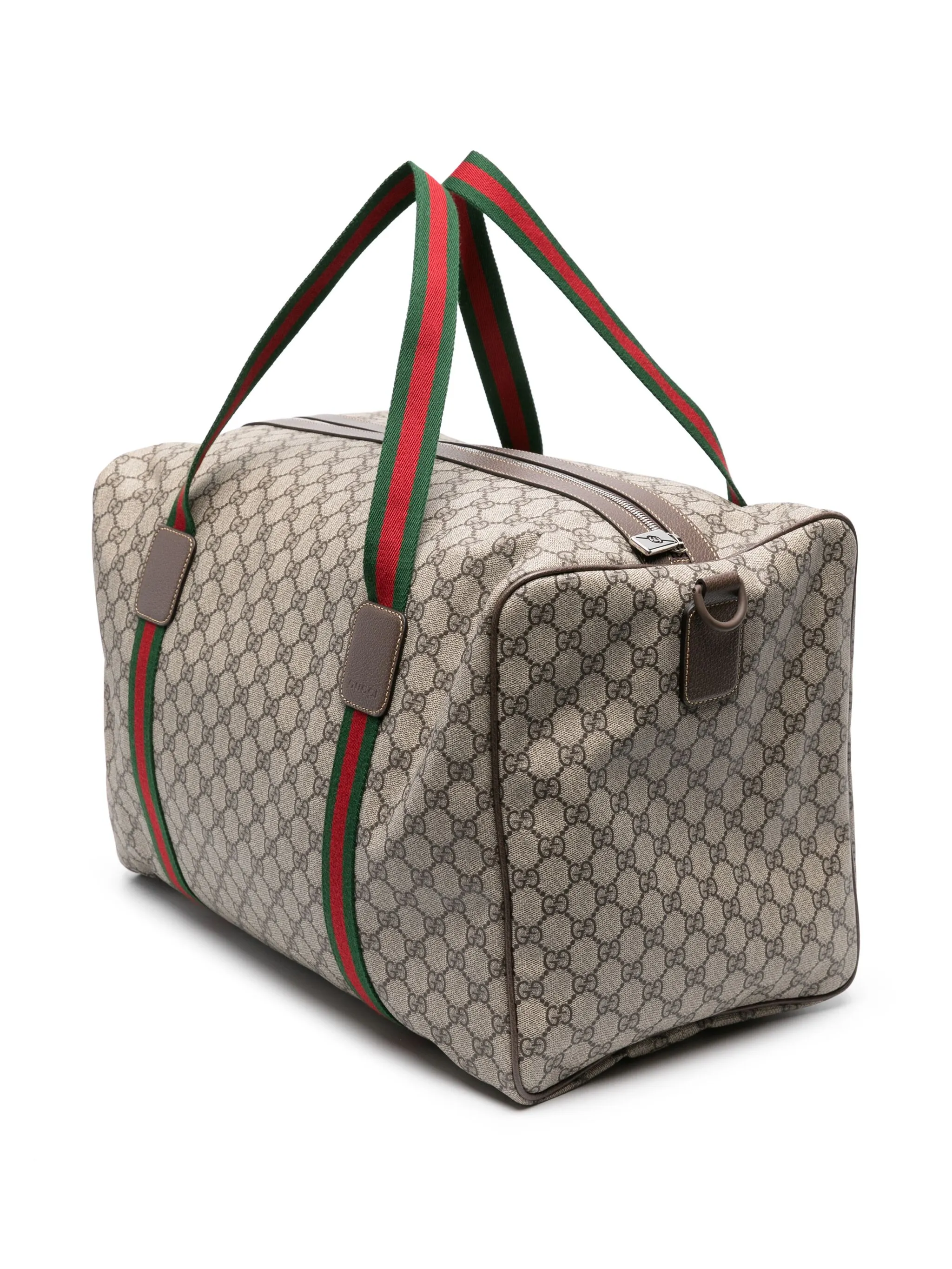 Большая дорожная сумка с отделкой Web Gucci, коричневый — фото 2