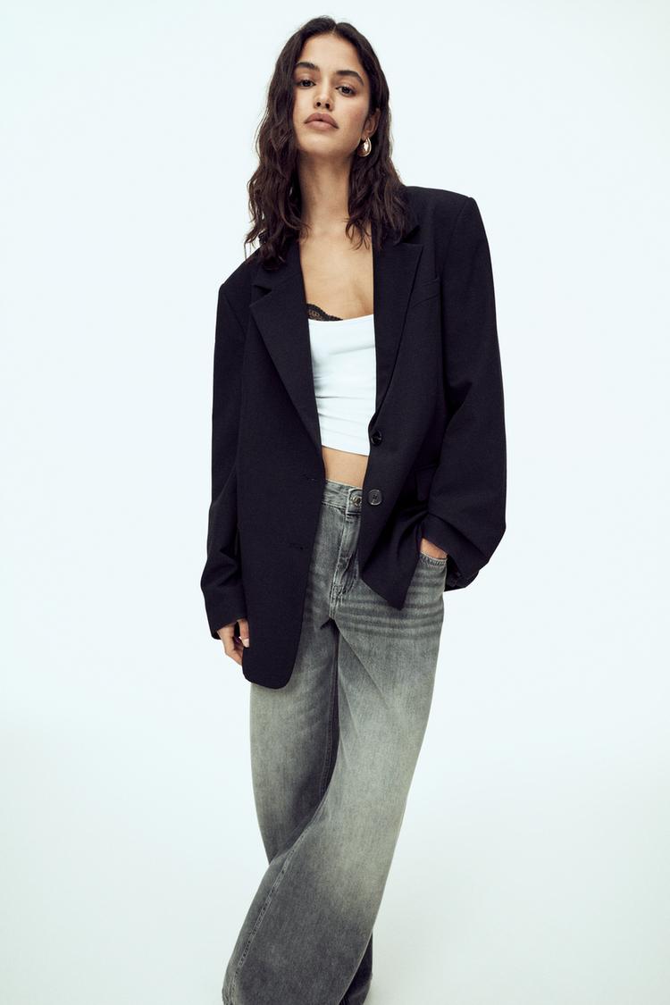 

Свободный блейзер с двумя пуговицами Pull And Bear, черный