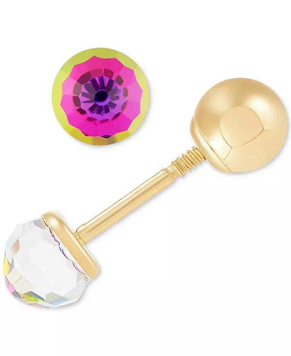 

Детские серьги-гвоздики с хрустальными шарами из 14-каратного золота Macy'S, multi