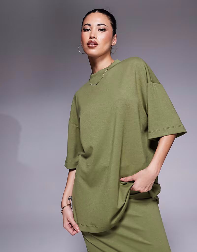 

Футболка River Island clean oversize цвета хаки
