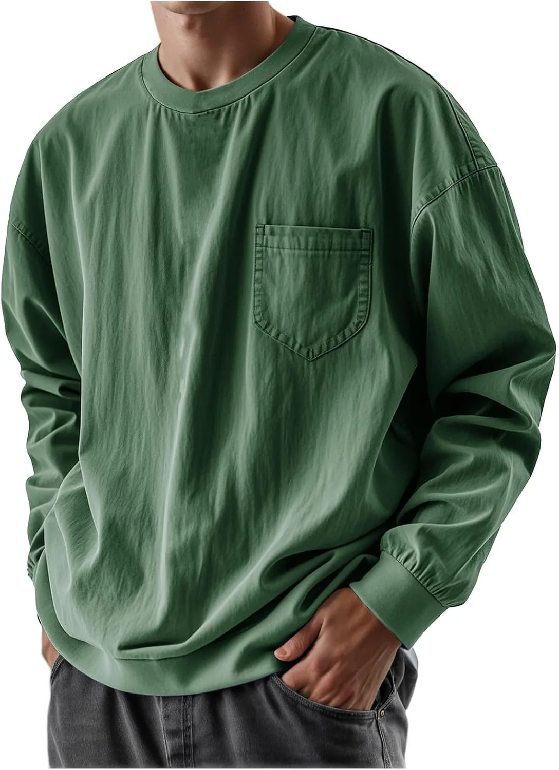 

Футболка Oversized для мужчин с длинным рукавом и карманом RSZGSWS