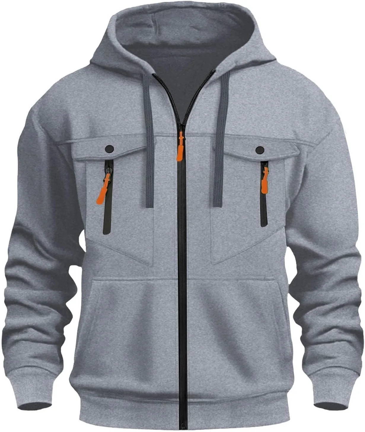 

Толстовка с капюшоном на молнии мужская, уютная флисовая куртка, свободного кроя, с карманами