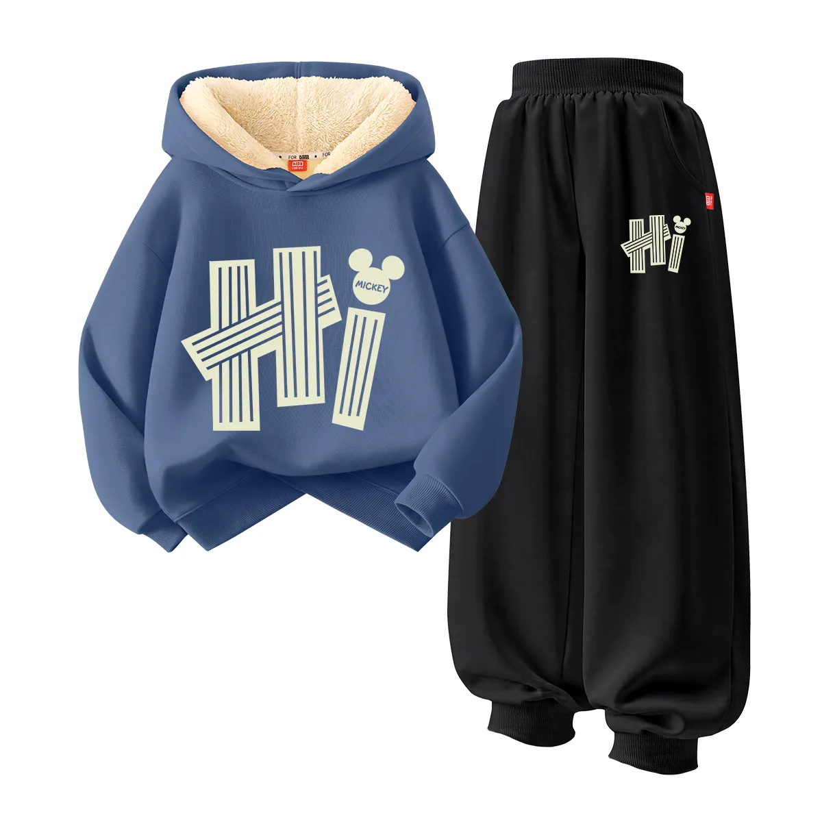 Детская толстовка с капюшоном для спорта и отдыха Disney, [Thickened and Fleece-Lined]Dihalo Indigo Blue+Dihalo K Black