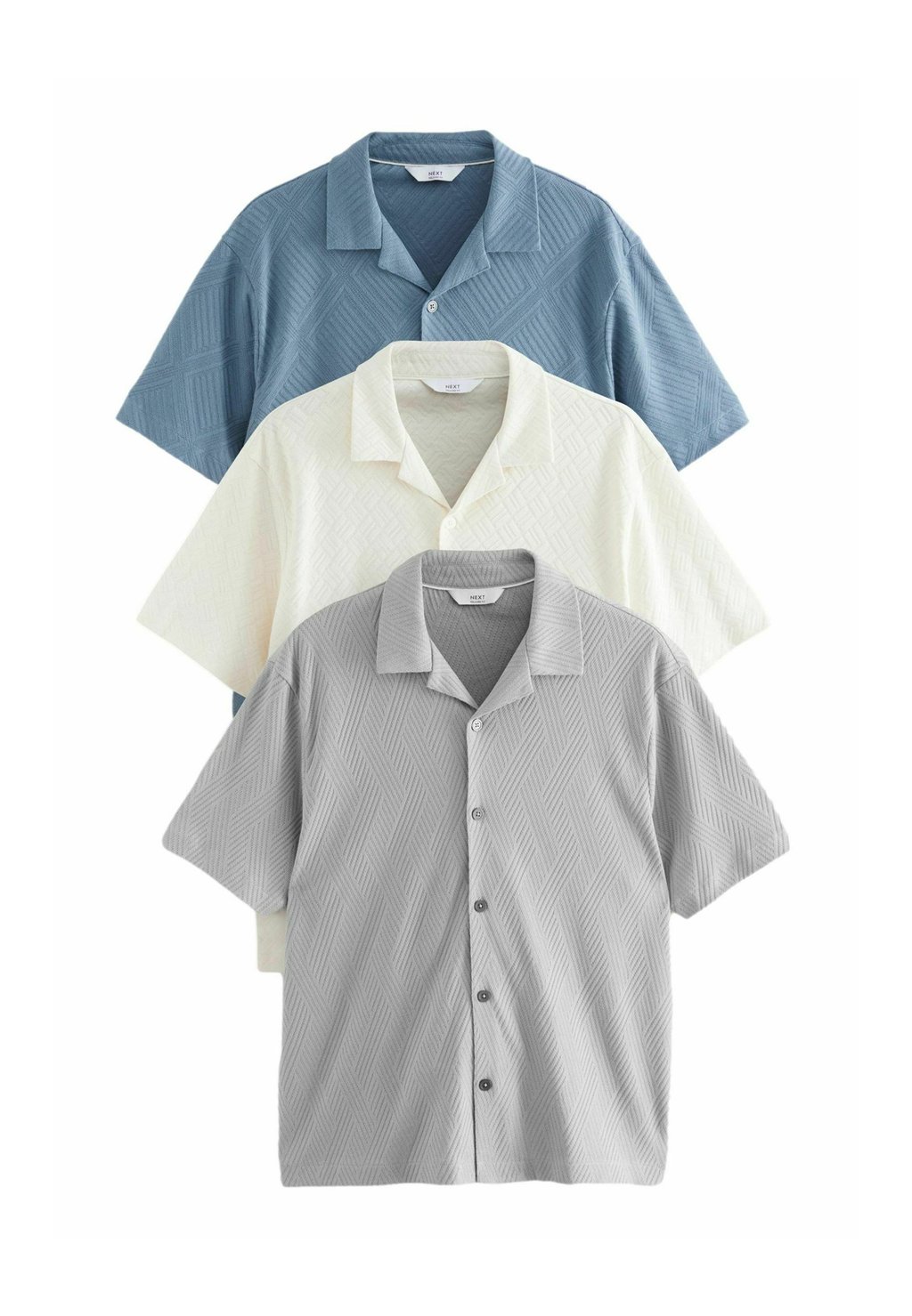 

Рубашка REGULAR FIT - CUBAN COLLAR TEXTURED SHORT SLEEVE 3 PACK Next, белый