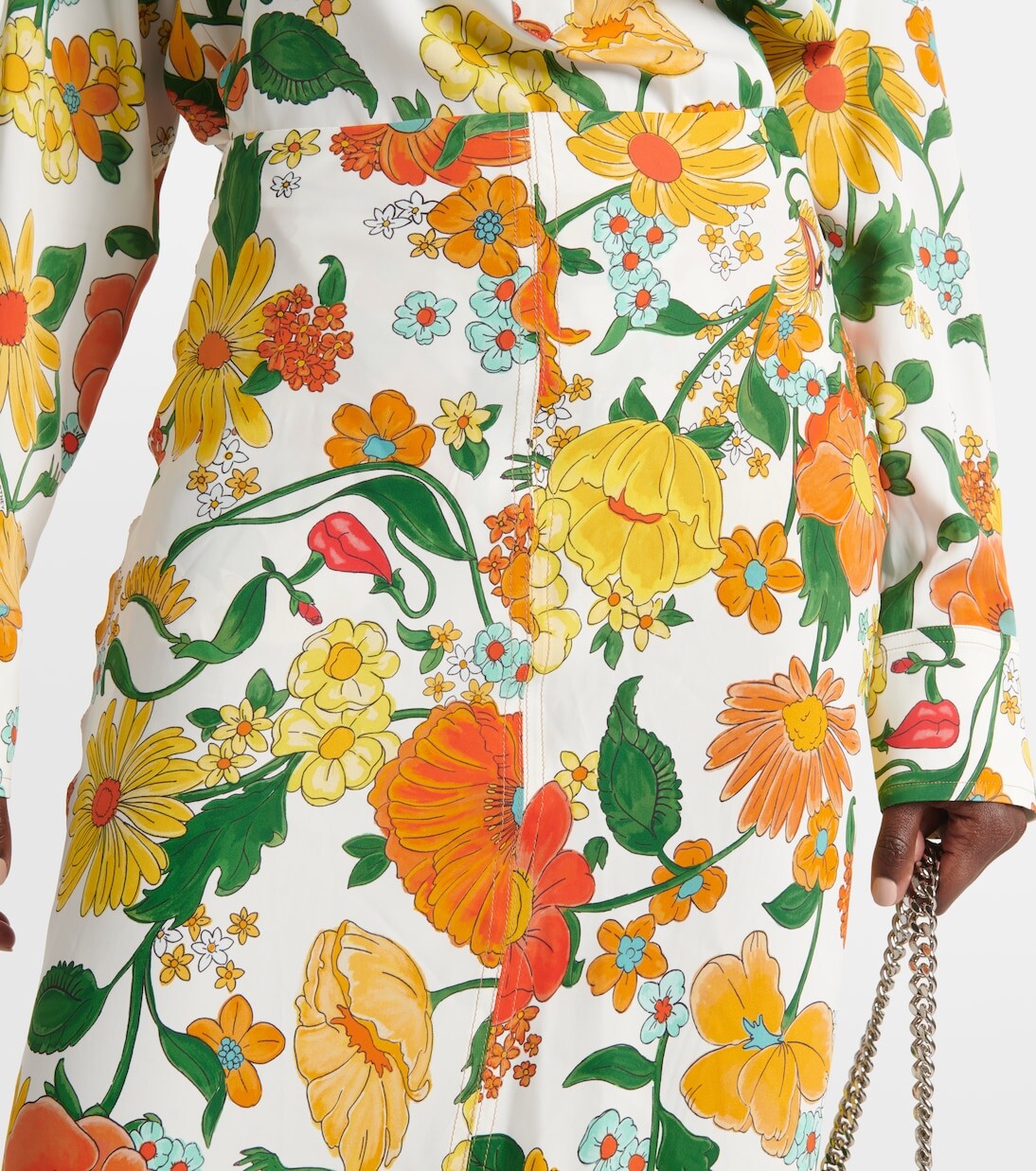 Юбка макси из кади с цветочным принтом Stella Mccartney, мультиколор — фото 4