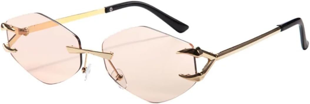 

Солнцезащитные очки с защитой UV400 | Металлическая оправа, стиль «кошачий глаз», панк | Для женщин и мужчин, для занятий спортом на открытом воздухе и вождения DSVIGF, Gold-lightbrown