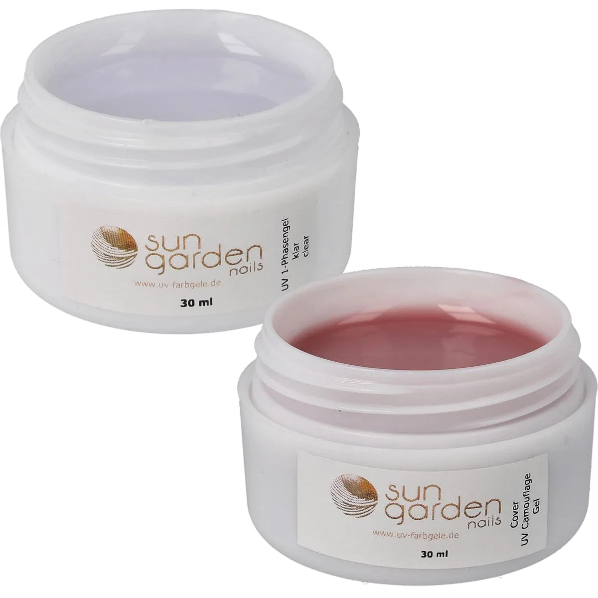 Набор гелей для ногтей Sun Garden Nails: 1-фазный гель и УФ-камуфлирующий гель Sun Garden Nails
