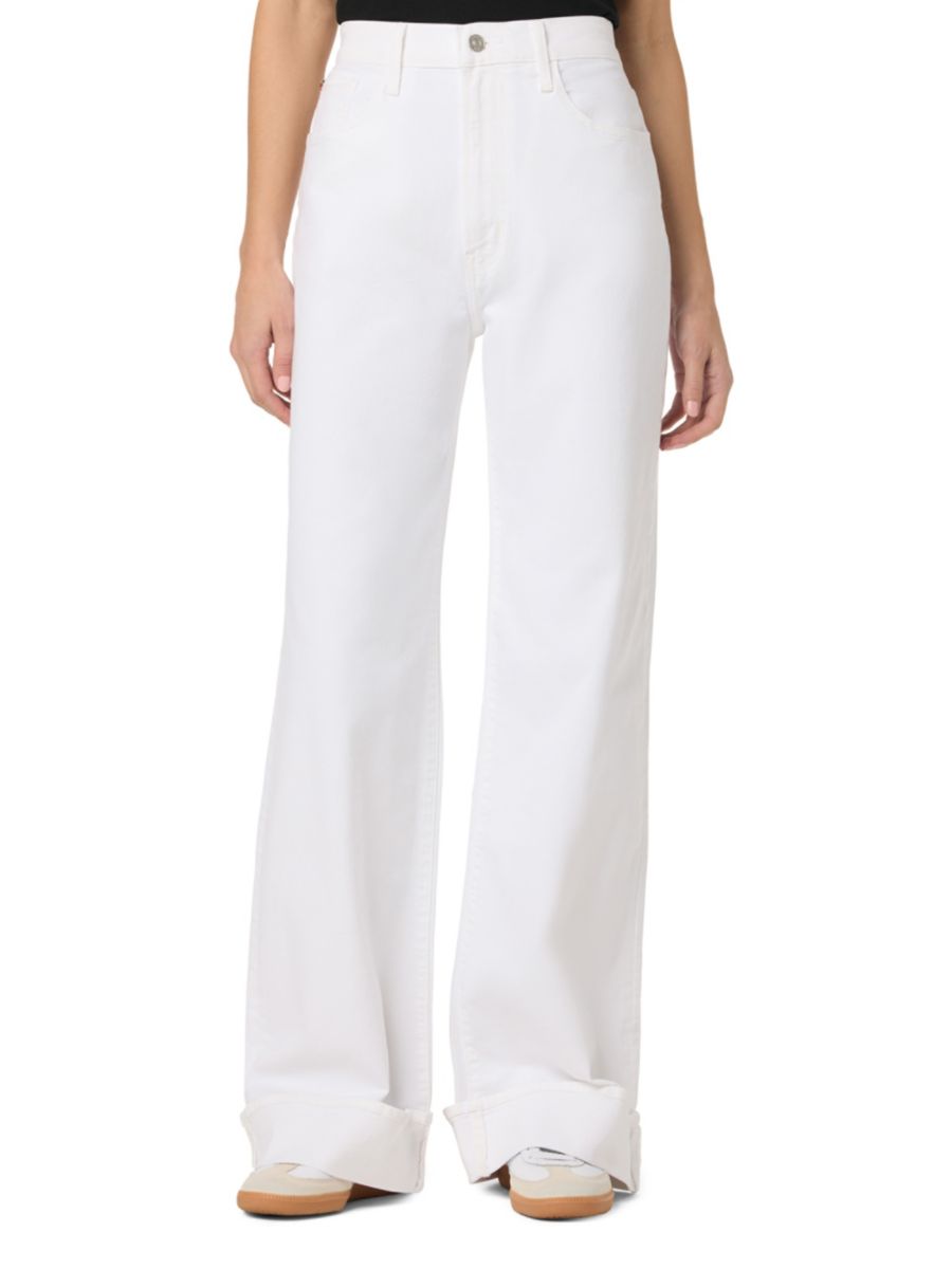 

Джинсы Jolene с высокой талией и широкими штанинами и манжетами Hudson Jeans, белый