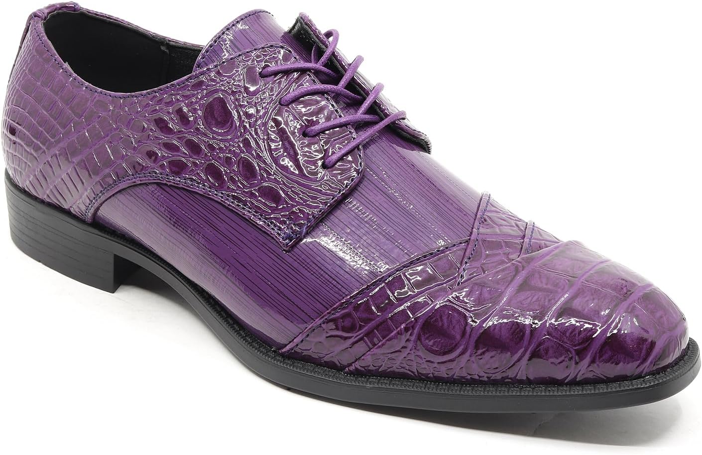 

Мужские туфли Metrocharm, смокинг, свадебные, с шнуровкой, носок капля, модель croco-04, фиолетовый