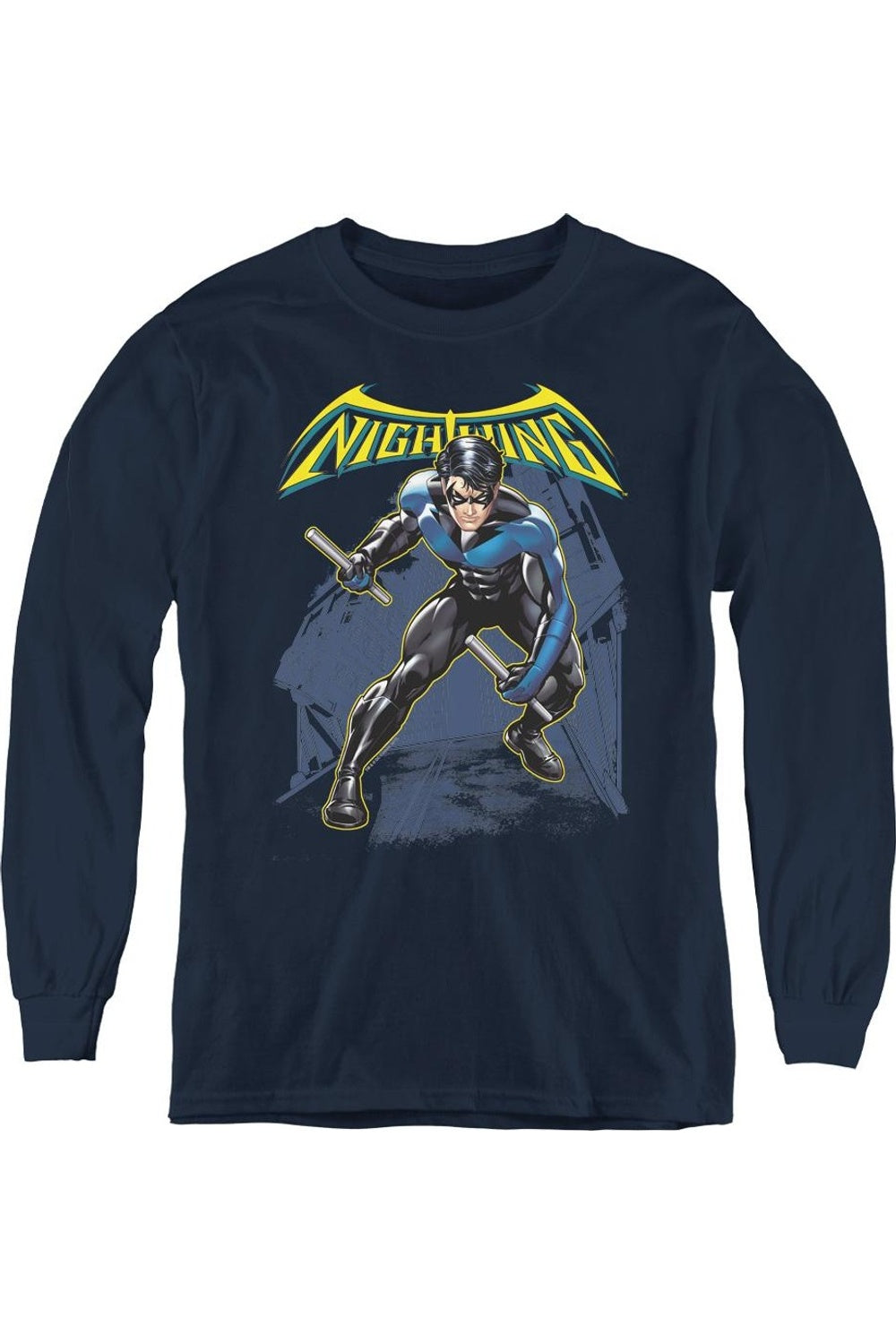 

Футболка с длинным рукавом Batman Nightwing для подростков Gildan, темно-синий