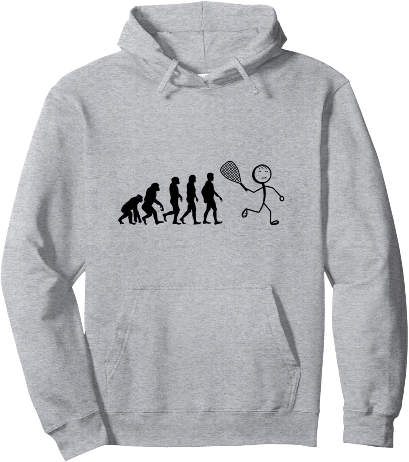 

Худи с забавным изображением игрока в ракетбол из серии Эволюция ракетбола Funny Racquetball Player, серый