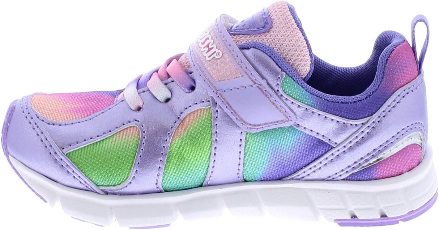 Детские кроссовки TSUKIHOSHI Rainbow Kids - с застежкой на ремешок, пригодные для стирки в машине, с широкой носочной частью и противоскользящими, немаркими подошвами, для детей 4-12 лет, лаванда/мультиколор — фото 2