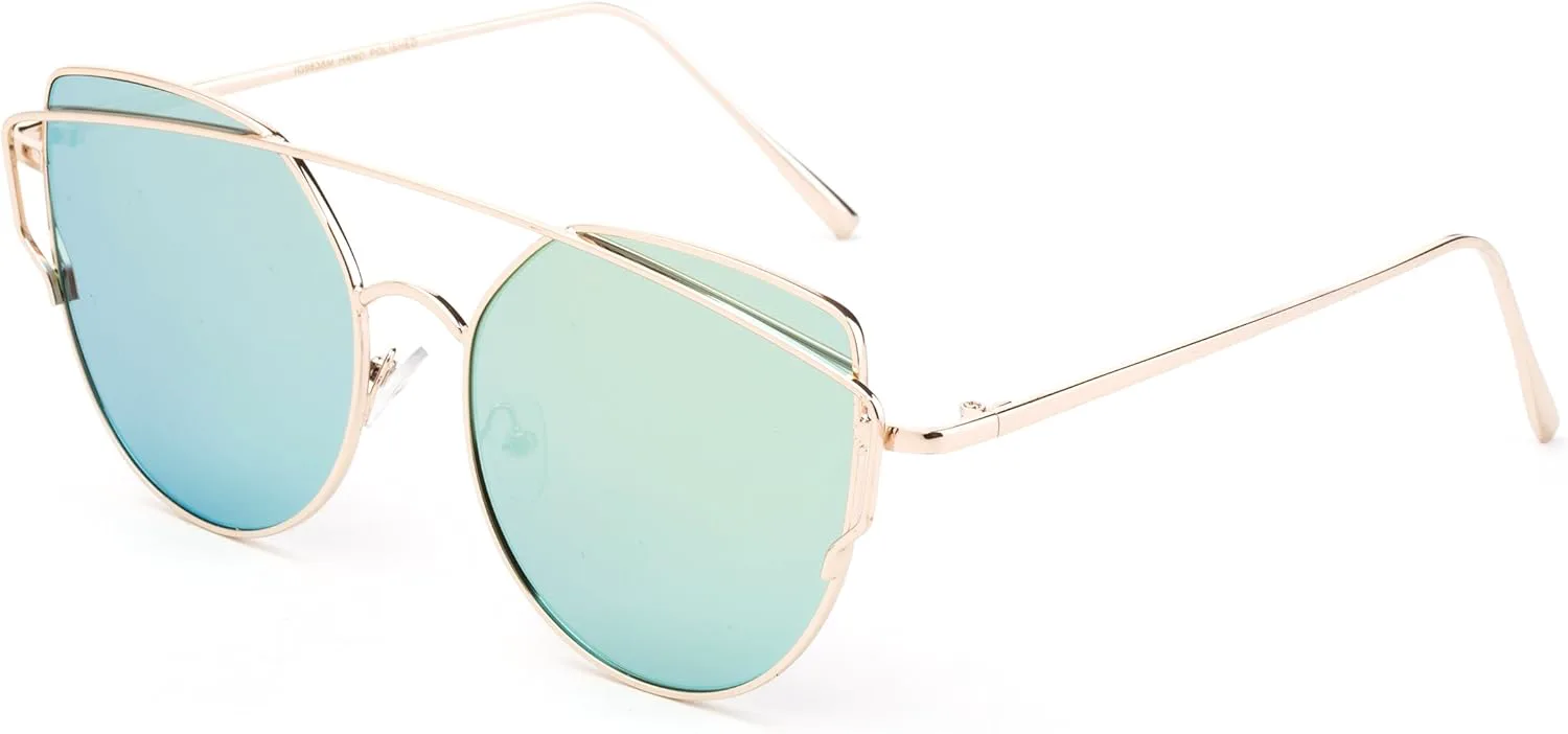 

«Самба» 2017 года. Модные геометрические солнцезащитные очки высокого качества с эффектом вспышки и зеркальным покрытием Newbee Fashion Sunglasses, 9635 Yello Green