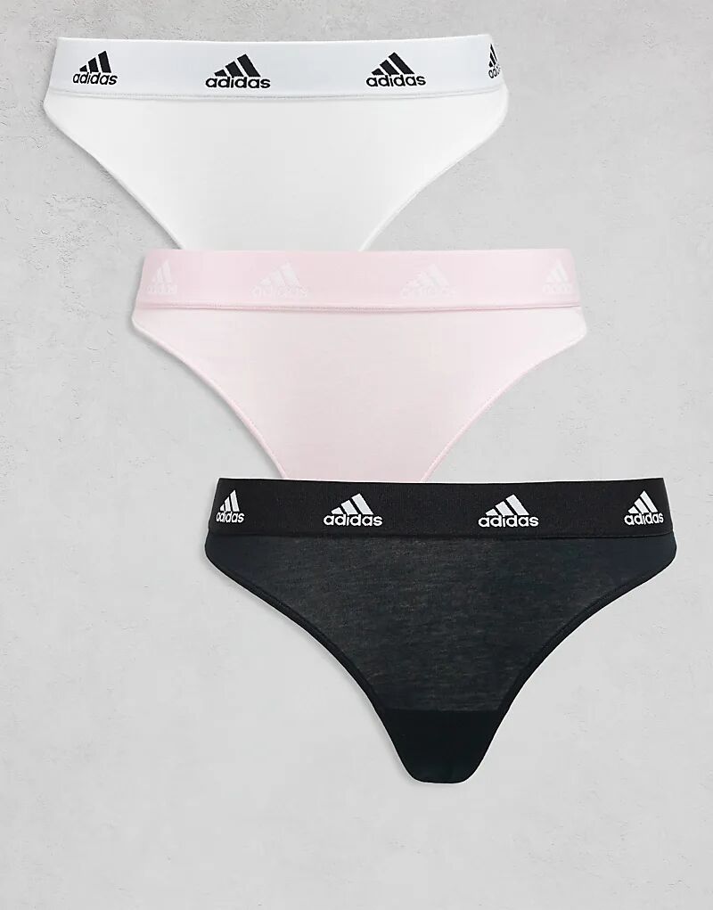 

Набор из 3 хлопковых стрингов Adidas Active Comfort черного, белого и розового цветов