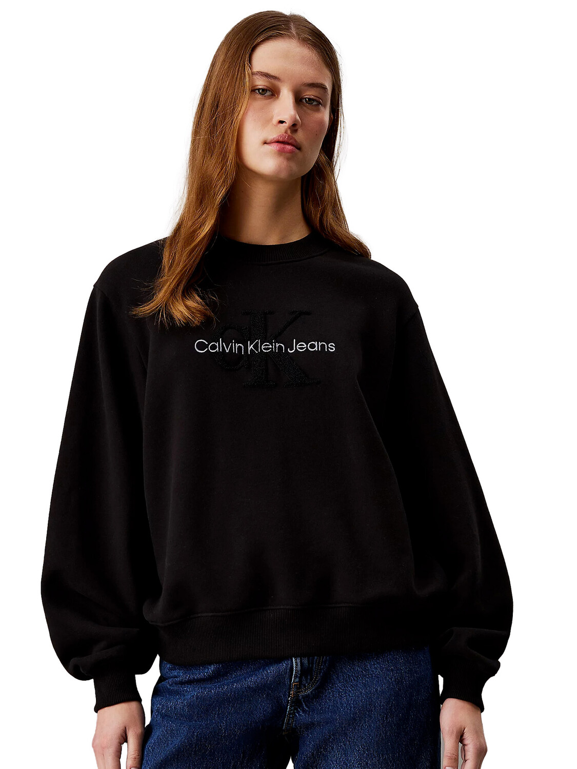 

Толстовка felpa relaxed logo in ciniglia Calvin Klein, черный