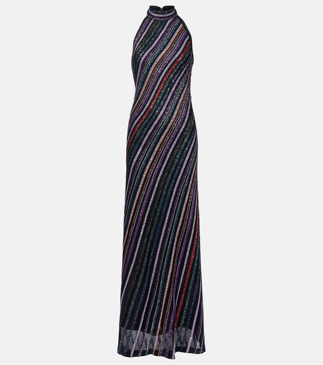 

Полосатое платье с пайетками Missoni, Multicolor Orange,Purple,Black