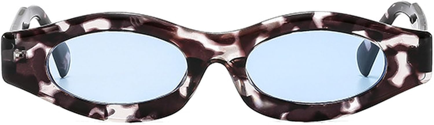 

Овальные солнцезащитные очки для женщин, модные винтажные, конфетных цветов, для пляжа и путешествий, ретро-винтажные солнцезащитные очки для мужчин и для активного отдыха mincl, Leopard Blue