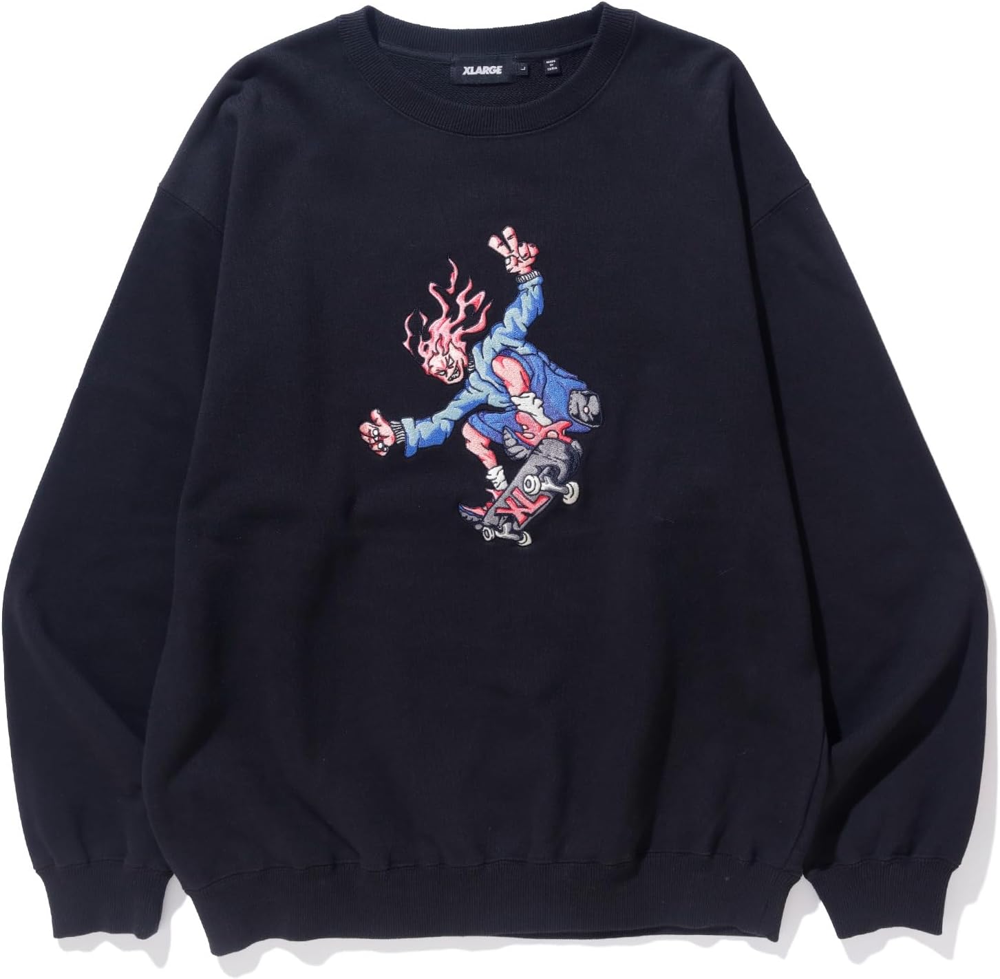 

Мужская толстовка с круглым вырезом Горящий монстр размера XL Xlarge, черный