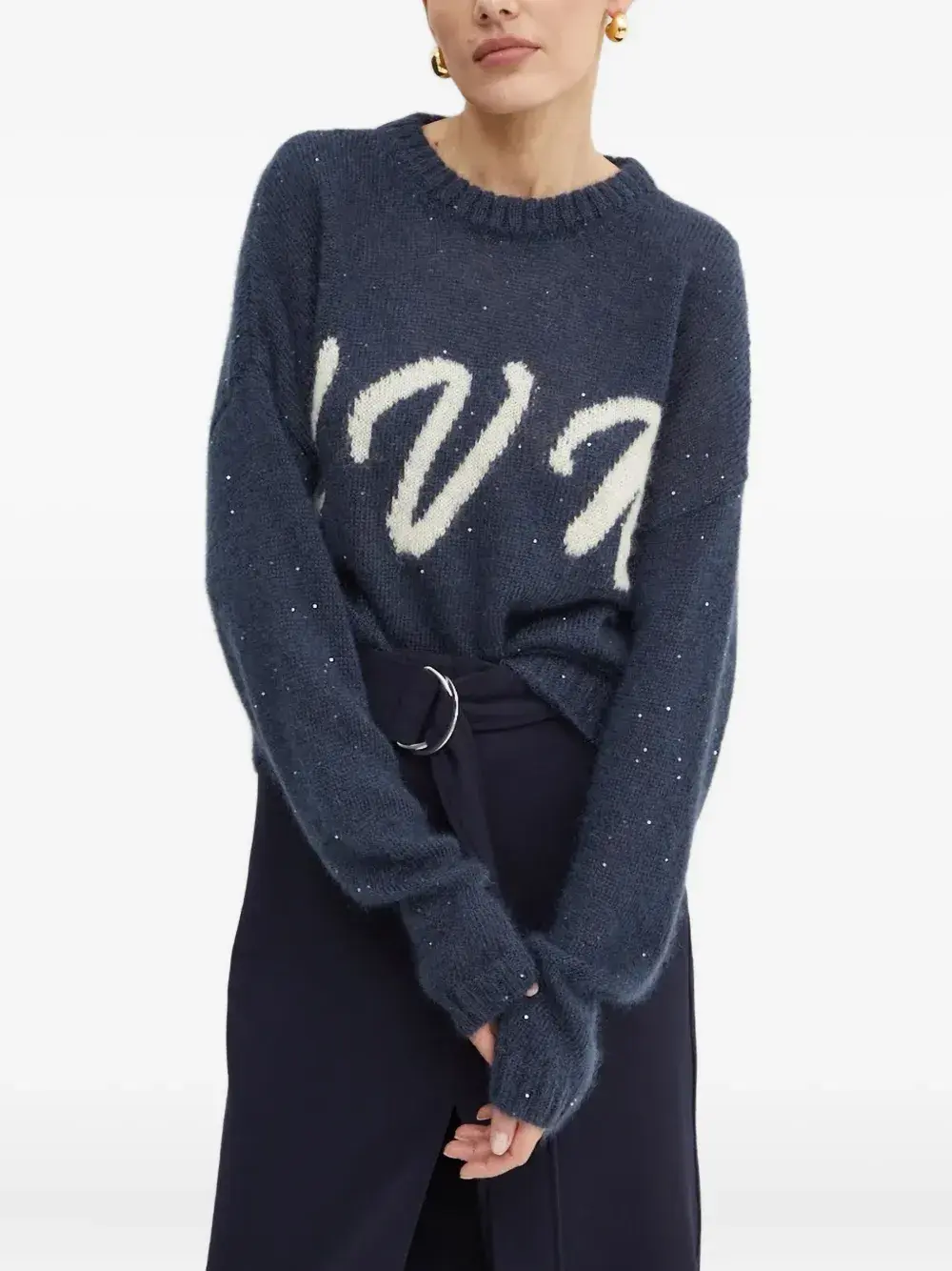 

Свитер с отделкой пайетками Liviana Conti, синий