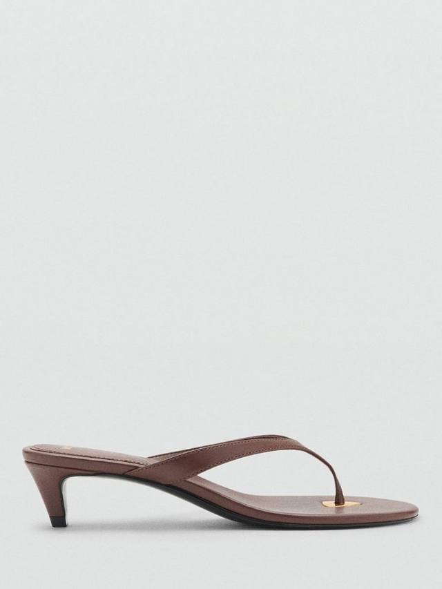 Сандалии Siena на низком каблуке с ремешком между пальцев Mango, Dark Brown