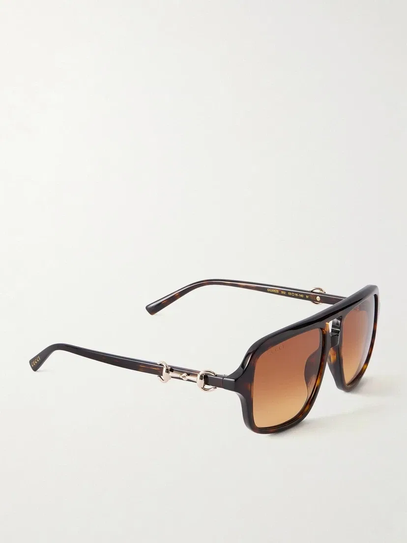 Солнцезащитные очки-авиаторы из ацетата Gucci Eyewear, коричневый — фото 3
