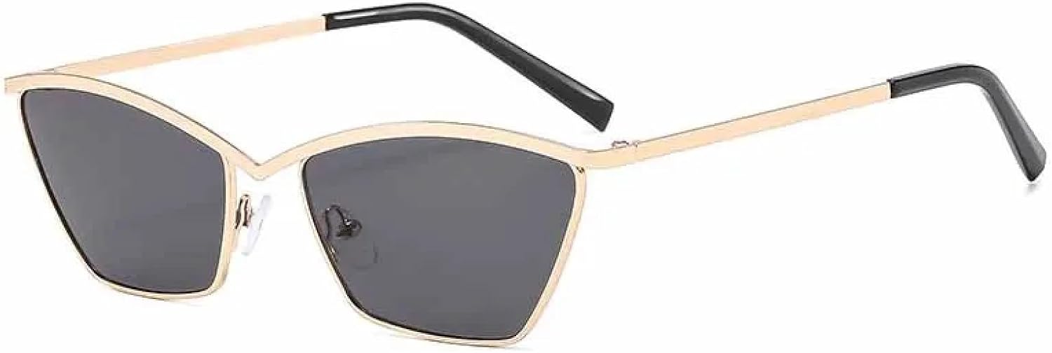 

Женские солнцезащитные очки в стиле «кошачий глаз» из металла, роскошные, винтажные, панк, для путешествий и вождения, с защитой от УФ-излучения UV400 TKKTLLT, Gold Gray