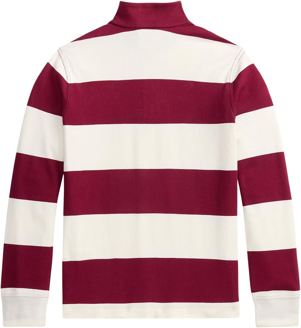 Полосатый хлопковый интерлок-пуловер Polo Ralph Lauren Kids, Soft Wine/Antique Cream — фото 2