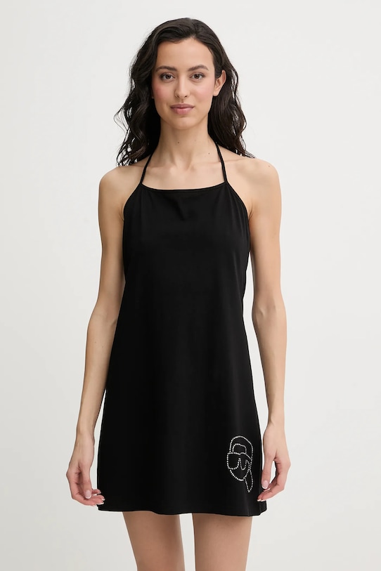 

Хлопковое пляжное платье ikon Karl Lagerfeld, черный