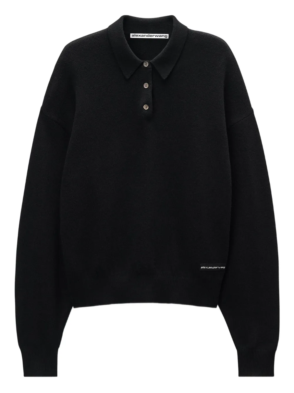 Рубашка поло с длинными рукавами и нашивкой-логотипом Alexander Wang, черный
