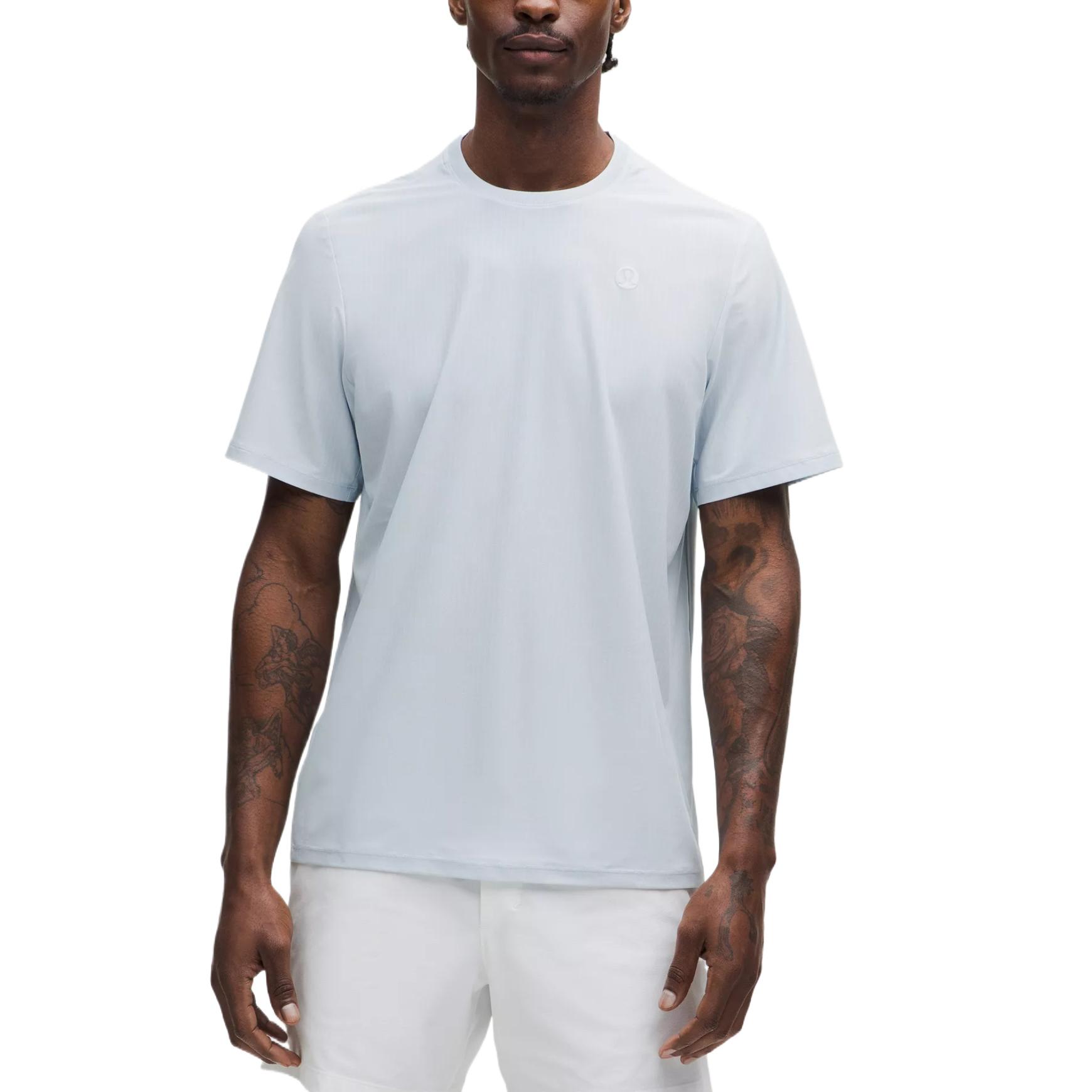 

Футболка теннисная мужская с защитой от ультрафиолета, полосатая, сетчатая Lululemon, синий