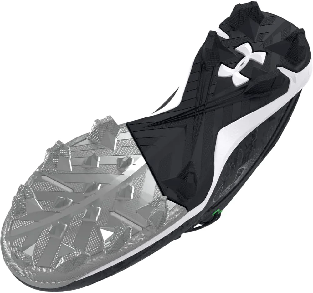 Мужские бейсбольные кроссовки Under Armour Harper 8 Mid Rm, черный/металлик серебристый — фото 4