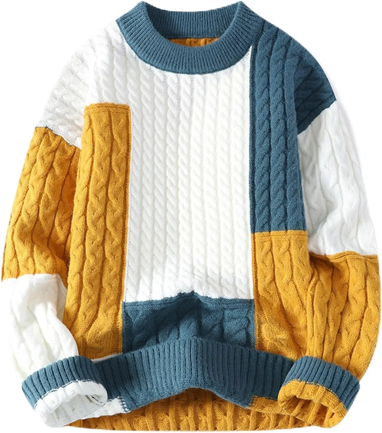 

Свитер Muscularfit для мужчин с дизайном Color Block, длинный рукав, Slim Fit